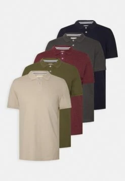 Pier One 5 Pack - Poloshirt - Bordeaux/Olive/Dark Grey