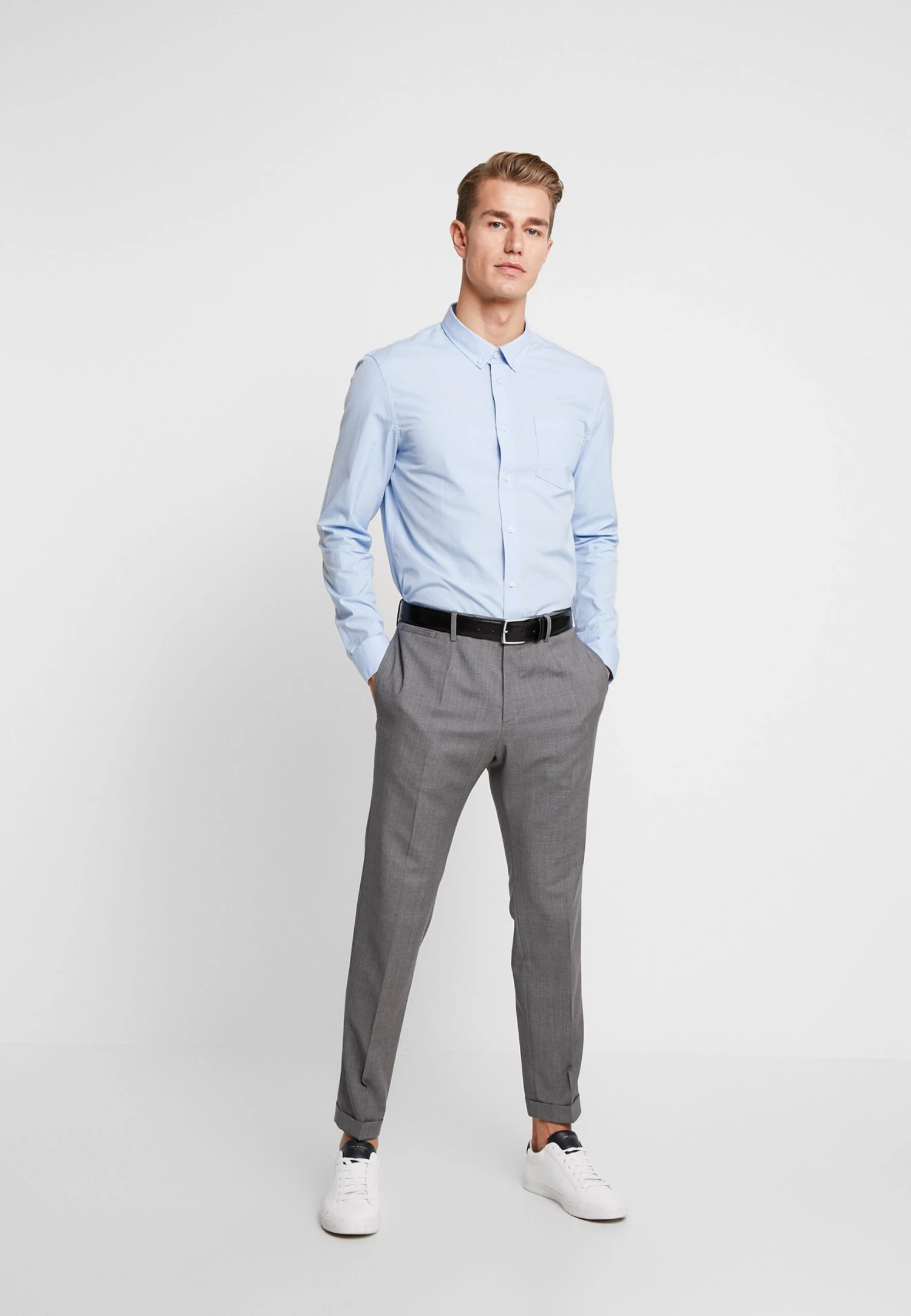 Pier One 2 Pack - Zakelijk Overhemd - White/Light Blue 1 Pier One 2 Pack - Zakelijk Overhemd - White/Light Blue