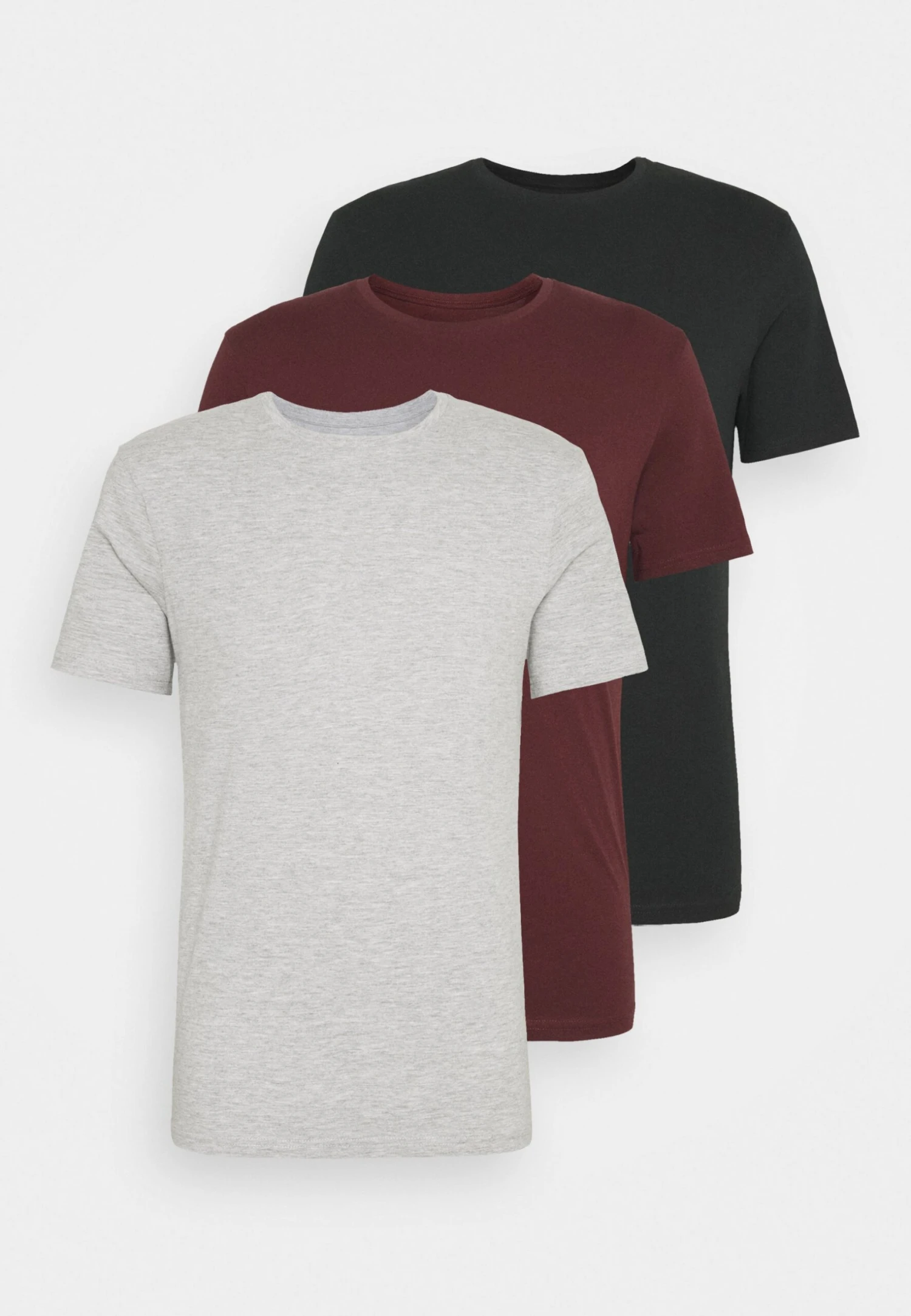 Pier One 3 Pack - T-Shirt Basic - Black/Grey/Bordeaux 8 Pier One 3 Pack - T-Shirt Basic - Black/Grey/Bordeaux - Afbeelding 8