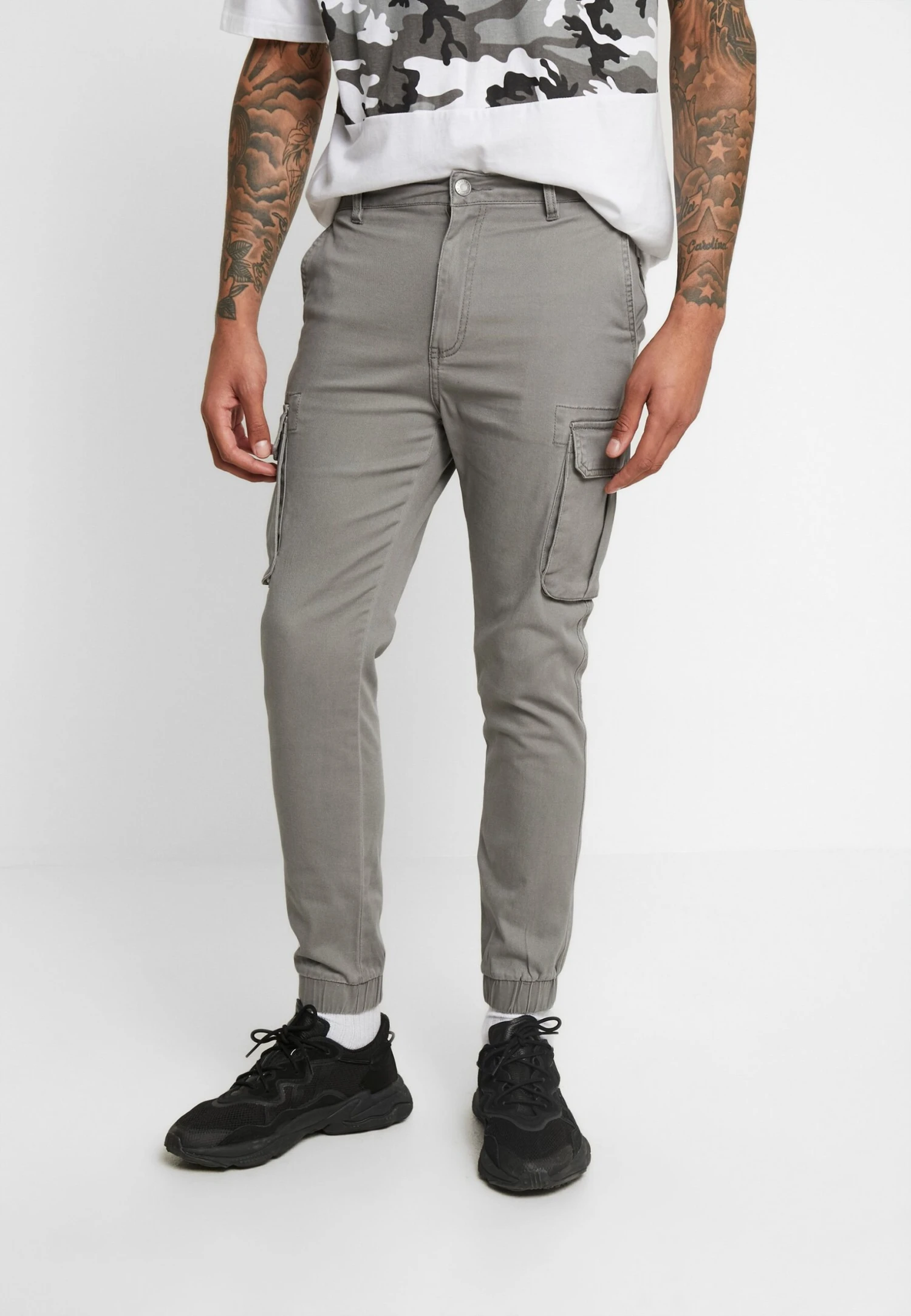 Pier One Cuffed Skinny Trouser- Cargobroek - Grey 1 Pier One Cuffed Skinny Trouser- Cargobroek - Grey