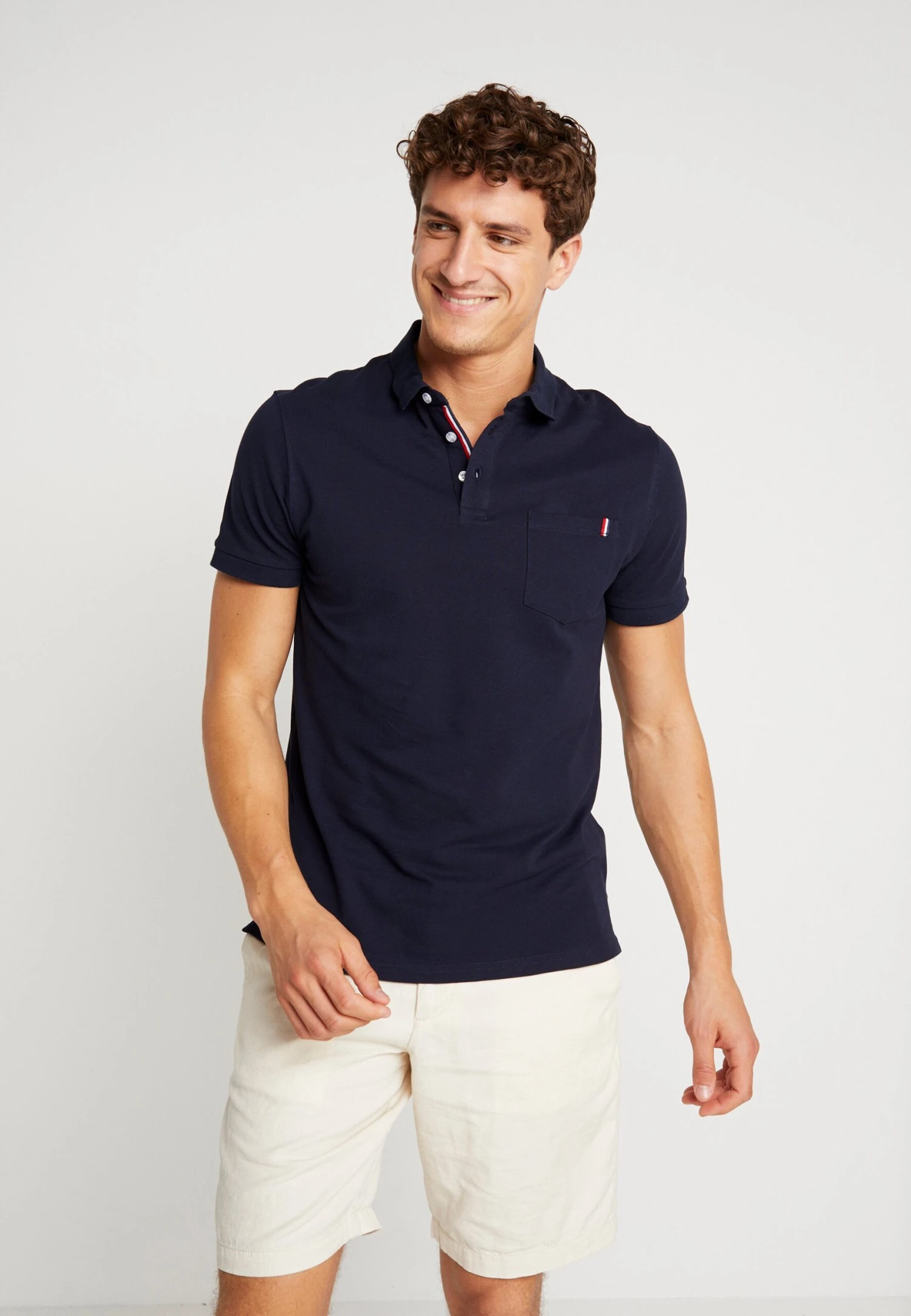 Pier One Tricolore Trim- Poloshirt - Dark Blue 1 Pier One Tricolore Trim- Poloshirt - Dark Blue